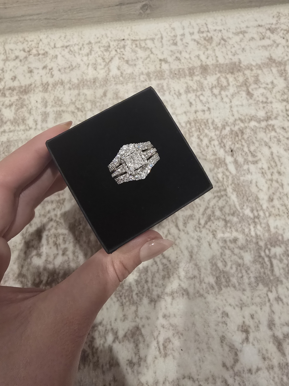 White Crystal Pave Multi-Row Statement Ring